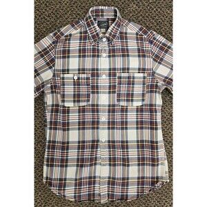 J.Crew Button Up Shirt Flannel Long Sleeve Stripe White Blue Red (Men's S)